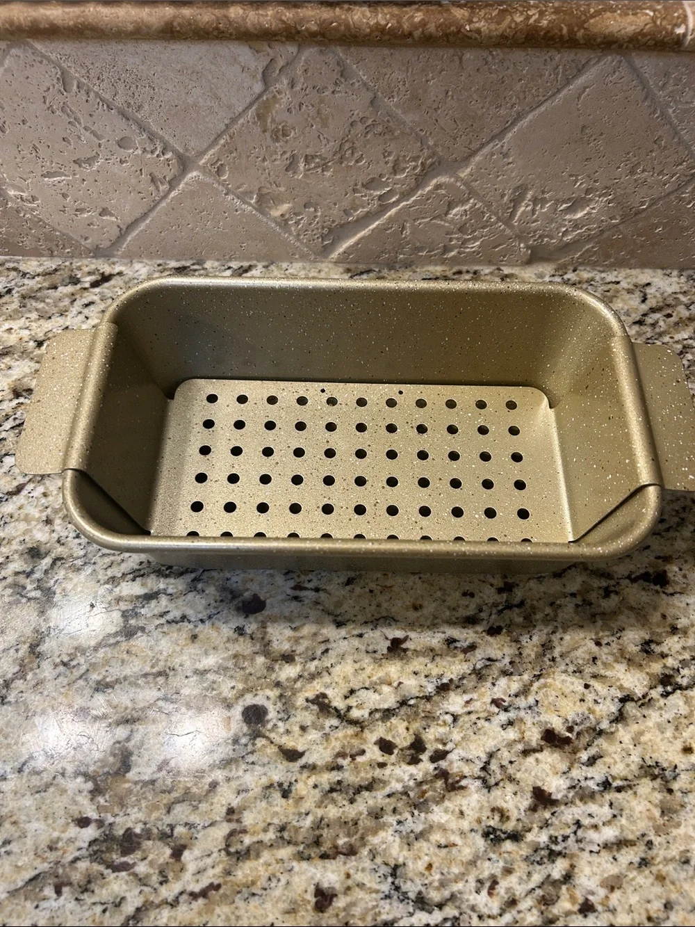 Gold Nonstick Roasting Pan with Steam-Drain Rack( Meatloaf Pan)